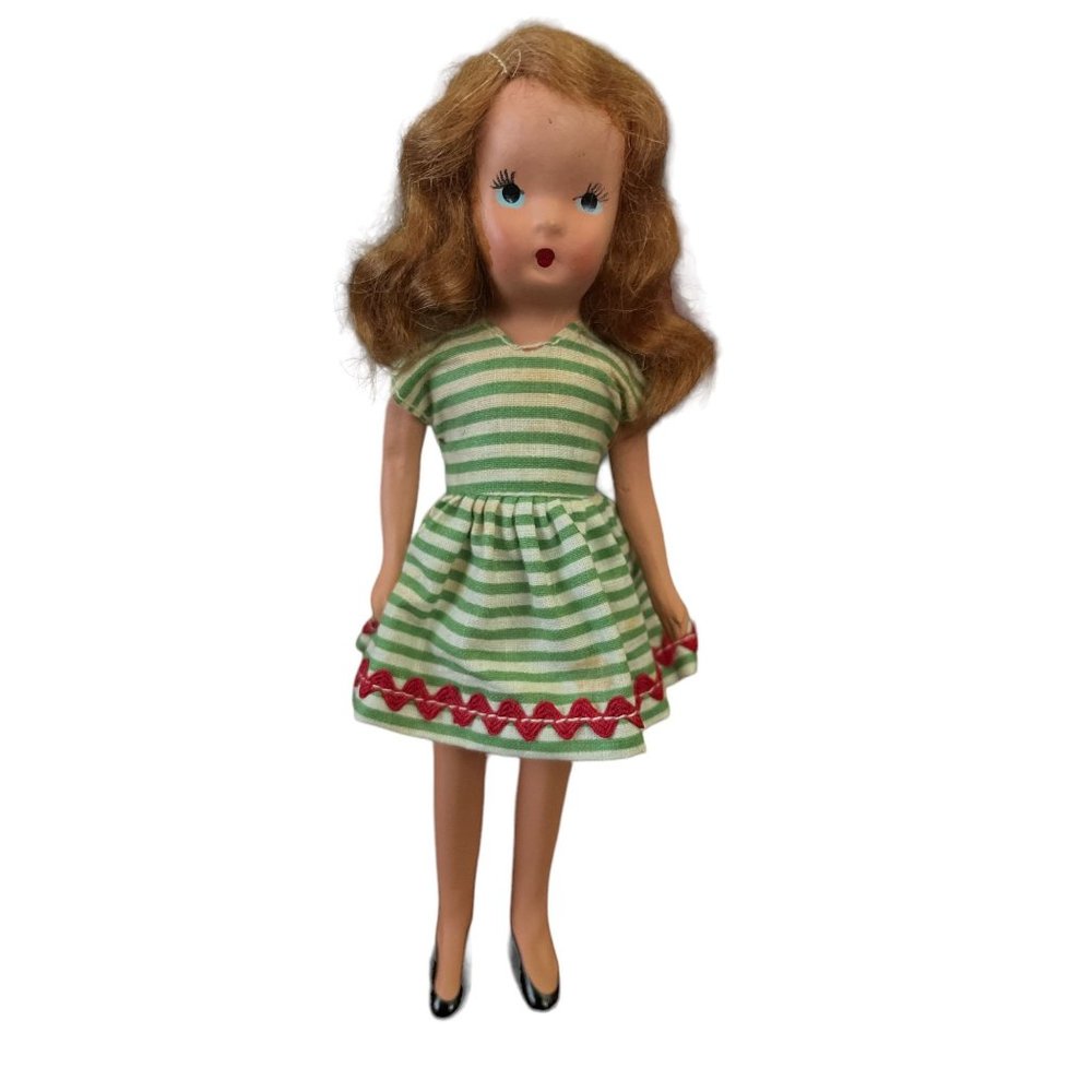 Vintage K&H USA Circa '40s Kerr & Hinz Doll 7" Bisque Red Hair Bisque Doll